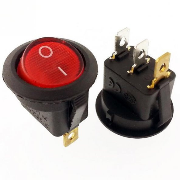 3 Pin Yuvarlak Işıklı Anahtar (10 Adet)