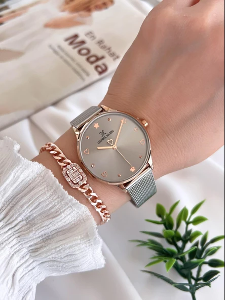 Daniel Klein Çelik Kordon 3 Atm Suya Dayanıklı Özel Tasarım Kadın Kol Saat+Bileklik VS.BLKT.0448 - Resim 2