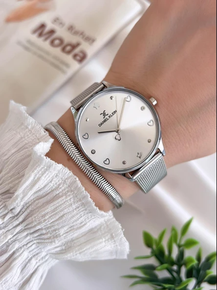 Daniel Klein Çelik Kordon 3 Atm Suya Dayanıklı Özel Tasarım Kadın Kol Saat+Bileklik VS.BLKT.0447 - Resim 2