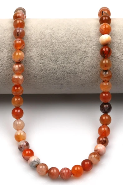 Karnelyan Akik Doğal Taş Dizi 8 mm Küre Kesim - Resim 2