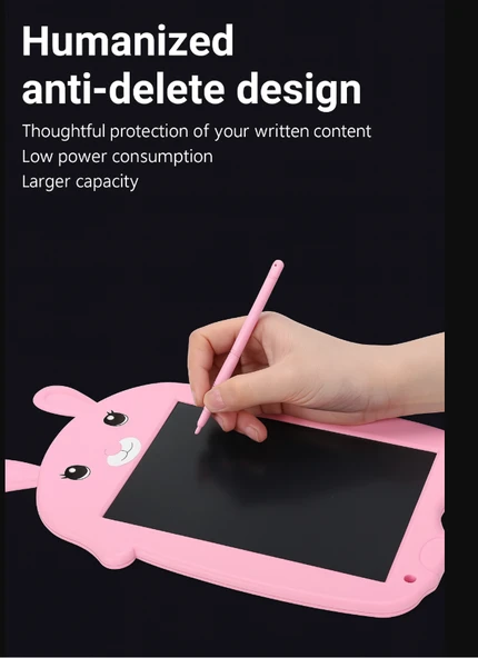 9 inç Pembe Grafik Tablet Öğrencilerin Taslakları için Hafif ABS Pembe tavşan Çocuk Okul İş Aile - 3