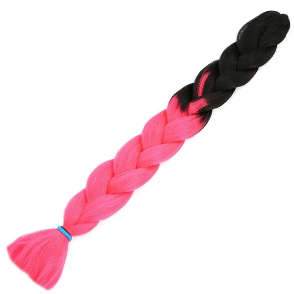 Afrika Örgülük Sentetik Ombreli Saç 100 Gr. / Siyah / Neon Pembe
