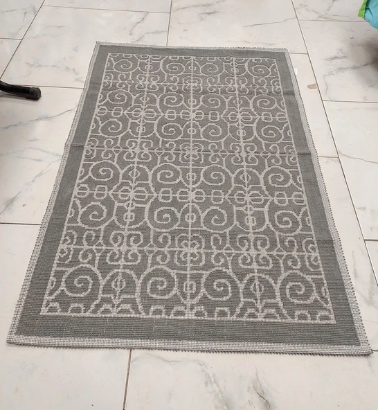 Pamuklu Bukle Lüks Kilim (80x125)-Spiral Gri - 2