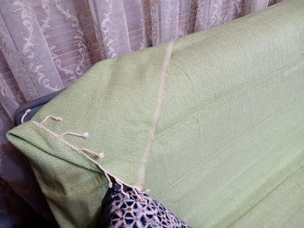 Kardelen Pamuklu Dokuma Kolsuz Koltuk Örtüsü(3+3+1+1) Mint Yeşil - Resim 2