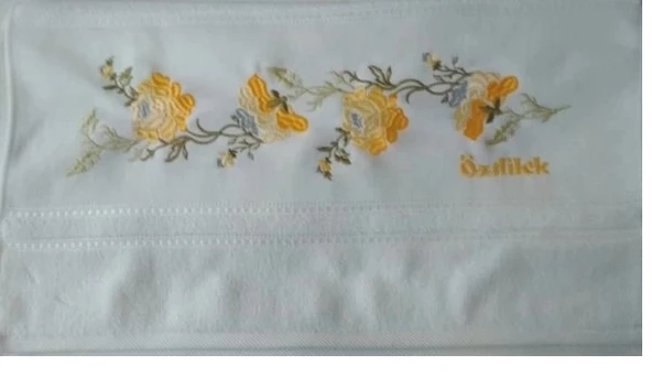 özdilek nakışlı  havlu  50*90 Nergis beyaz