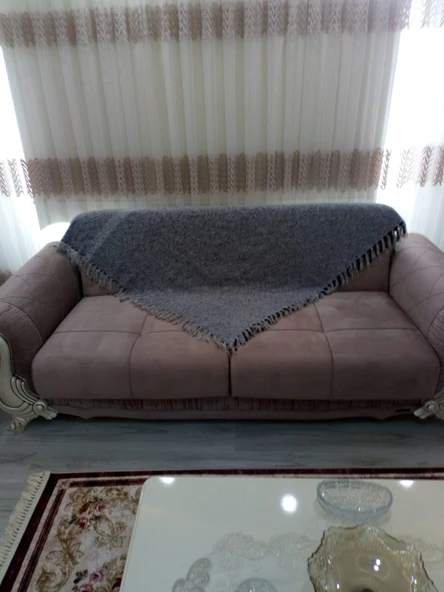 Mandaş el dokuma Yeni Nesil  koltuk şalı  170*170 2 li pk krem - Resim 2