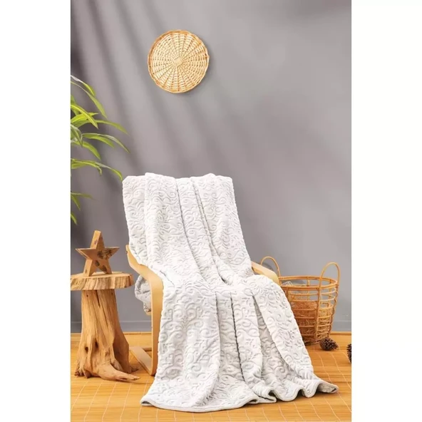 Cotton Box Emboss Çift Kişilik Battaniye 220x240 Krem