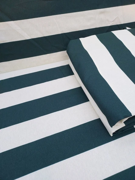 Mandaş Süngerli 3 Kişilik Salıncak Minder Seti (Pamuklu Kumaş)-Yeşil Krem - 3