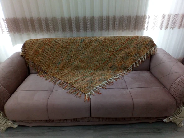 Mandaş el dokuma Yeni Nesil koltuk şalı  170*170 2 li pk ebrulü ürün görseli 1
