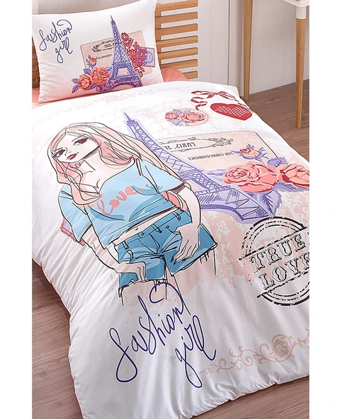 Kristal %100 Pamuk Ranforce Kız Çocuk Tek Kişilik Nevresim Takımı-Fashion - 2