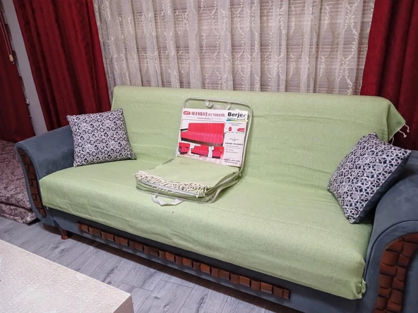 Kardelen Pamuklu Dokuma Kolsuz Koltuk Örtüsü(3+3+1+1) Mint Yeşil ürün görseli