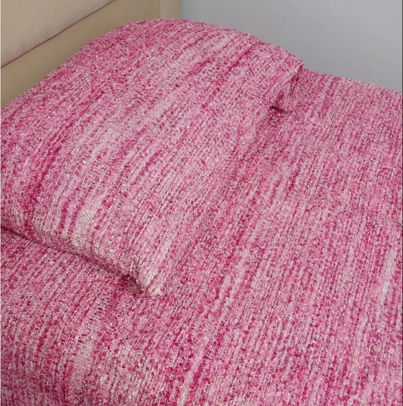 Akıllı ip El Dokuma Akriilik ip Tek Kişilik Yatak Örtüsü (160x240)-A Pembe - 2