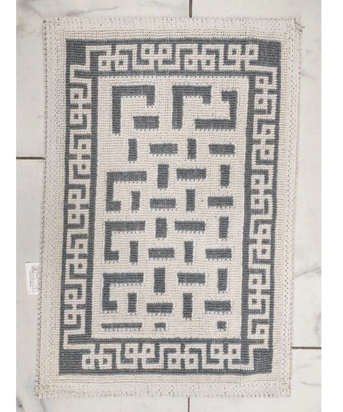 Pamuklu Bukle Lüks Kilim (40x60)-Luma Kreme Gri - 2
