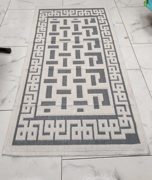 Pamuklu Bukle Lüks Kilim (80x150)-Luma Kreme Gri
