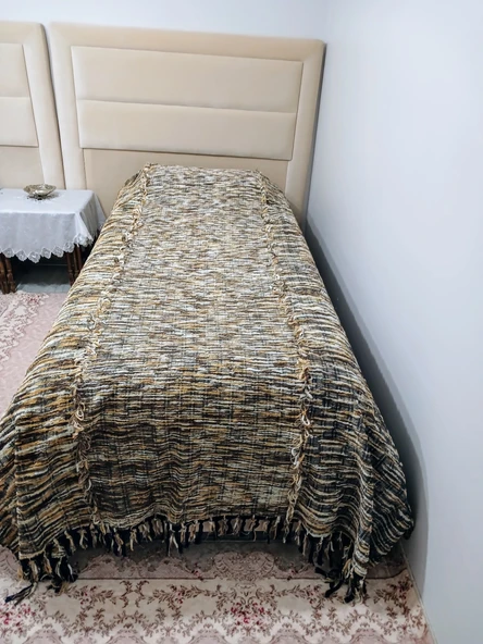 akıllı ip  El Dokuma akriilik ip  Tek Kişilik Yatak Örtüsü 160*240 KAHVE - 2
