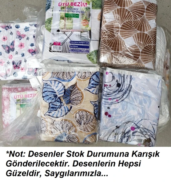 Ütübezim Lastikli Isıya Dayanıklı Keçe Lamineli Ütü Masası Kılıfı, Ütü Bezi (140x50) - 3