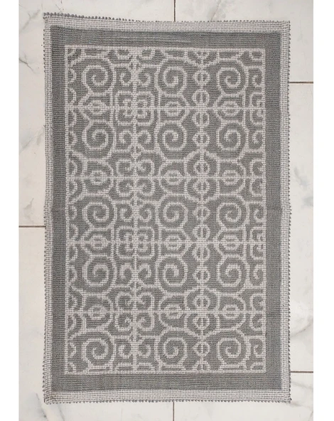 Pamuklu Bukle Lüks Kilim (50x80)-Spiral Gri