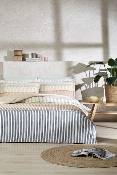 Özdilek Ranforce Tek Kişilik Nevresim Takımı-Ladder Turuncu