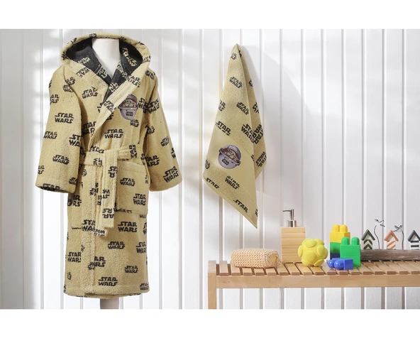 Özdilek Lisanslı Çocuk Havlu Bornoz Seti 7/8 Yaş-Starwars Mandalorian Sarı - 3