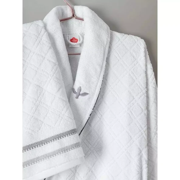 Cotton box Masculıne Carlos Aile Bornoz Seti Carlos Beyaz - antrasit - 2