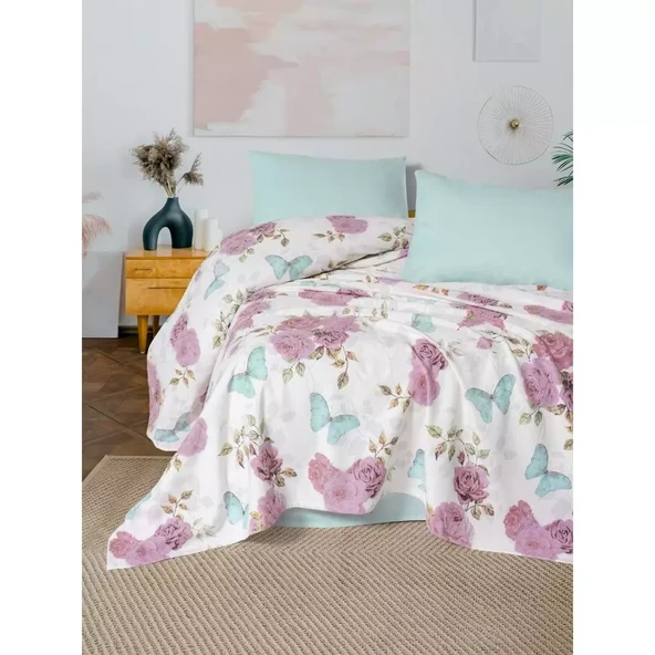 FİXE Baskılı Tek Kişilik Pike Takım Rosella pembe