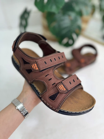 Günlük Erkek Sandalet Kalın Ortopedik Dikişli Taban Cırtlı Havuz Deniz Ayakkabısı 5201