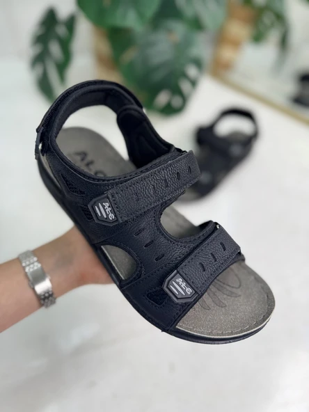 Günlük Erkek Sandalet Kalın Ortopedik Dikişli Taban Cırtlı Havuz Deniz Ayakkabısı 5201 - 2