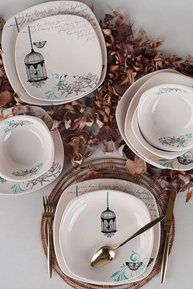 Keramika Keraart Retro Yemek Takımı 24 Parça 6 Kişilik - Resim 2