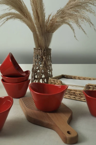 Keramika Tigela Kırmızı Çerezlik 11 Cm 6 Adet