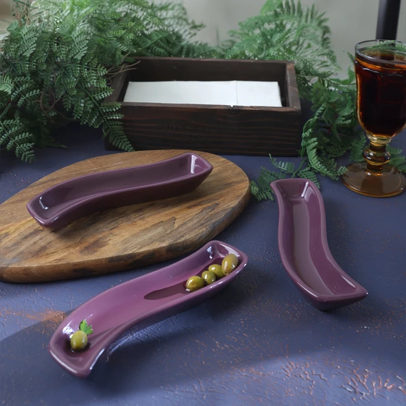 Keramika Mor İvory Zeytinlik 3 Adet 18 Cm