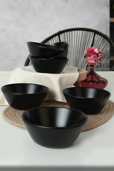 Keramika Mat Siyah Hitit Çorba Kasesi 14 Cm 6 Adet - 3