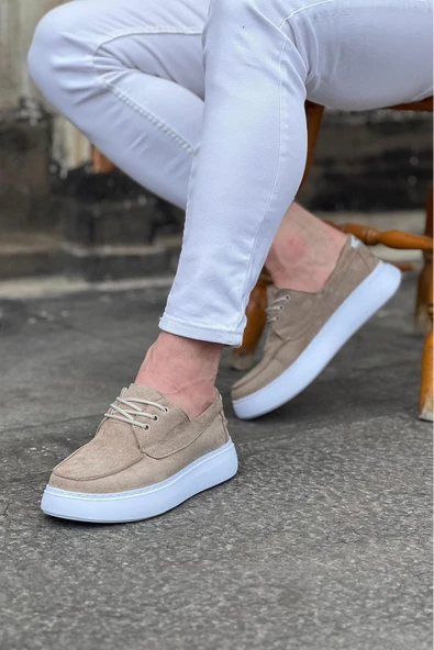 Bej Süet Ortopedik Taban Erkek Casual Ayakkabı - 3