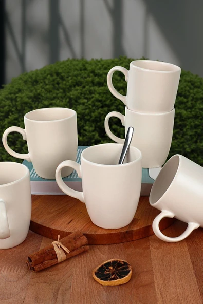 Keramika Mat Beyaz Bulut Kupa 9 Cm 6 Adet - 2