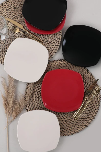 Keramika Noble Köşem Pasta Tabağı 22 Cm 6 Adet - 030/650 - Resim 2