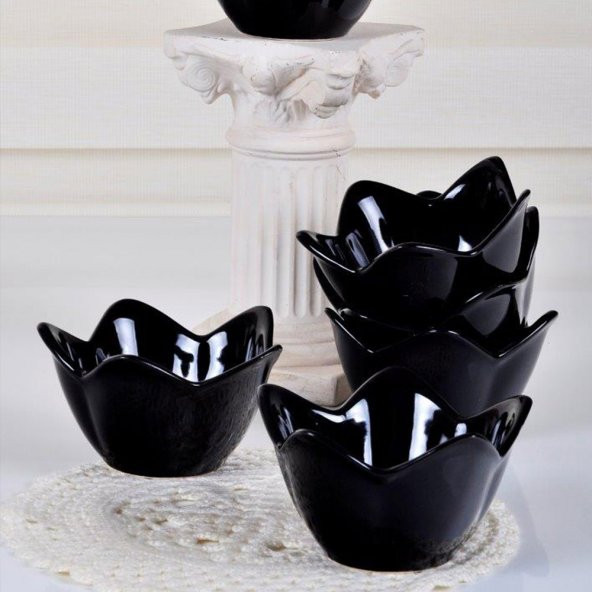 Keramika Siyah Zambak Çerezlik 12 Cm 6 Adet