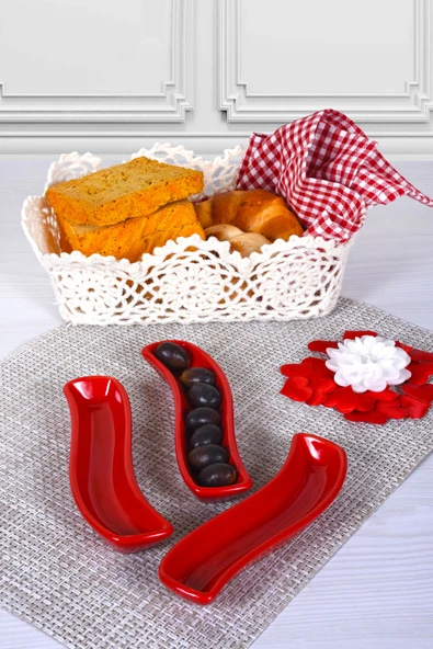 Keramika Kırmızı İvory Zeytinlik 18 Cm 3 Adet - 3