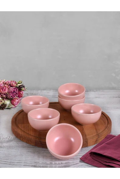 Keramika Bulut Mat Açık Pembe Çerezlik/Sosluk 8 Cm 6 Adet ürün görseli 1