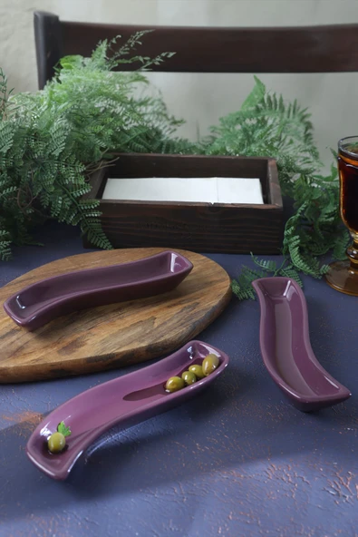 Keramika Mor İvory Zeytinlik 3 Adet 18 Cm