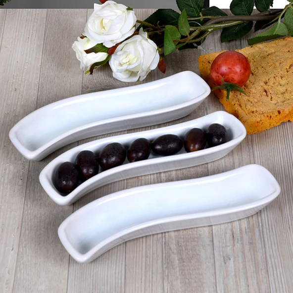 Keramika Beyaz Ivory Zeytinlik 3 Adet 18 Cm - 2