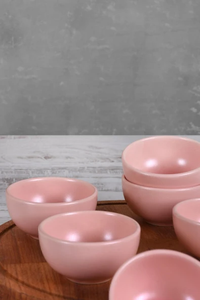 Keramika Bulut Mat Açık Pembe Çerezlik/Sosluk 8 Cm 6 Adet - Resim 2