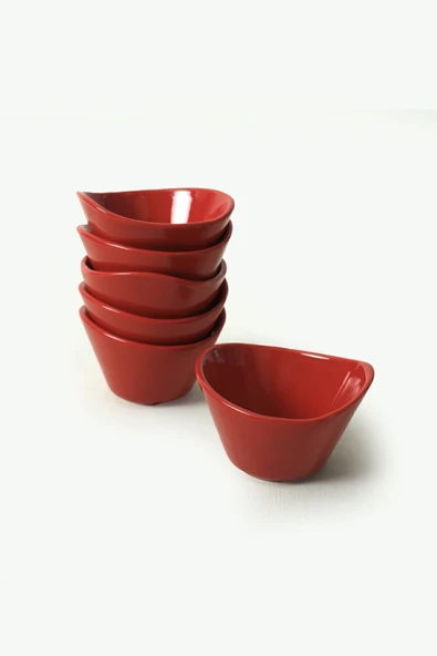 Keramika Tigela Kırmızı Çerezlik 11 Cm 6 Adet - 2