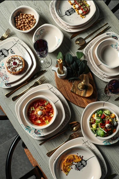 Keramika Keraart Retro Yemek Takımı 24 Parça 6 Kişilik - Resim 7