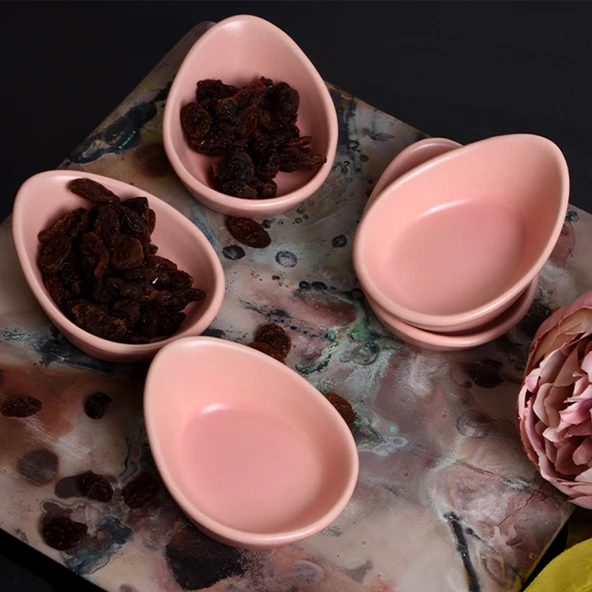 Keramika Mini Gondol Açık Pembe Çerezlik/Sosluk 8 Cm 6 Adet