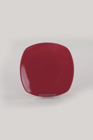 Keramika Carmen Kırmızı Köşem Pasta Tabağı 22 Cm 6 Adet - 4