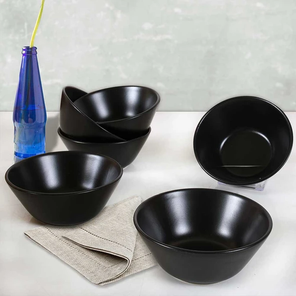 Keramika Mat Siyah Hitit Çorba Kasesi 14 Cm 6 Adet - 3