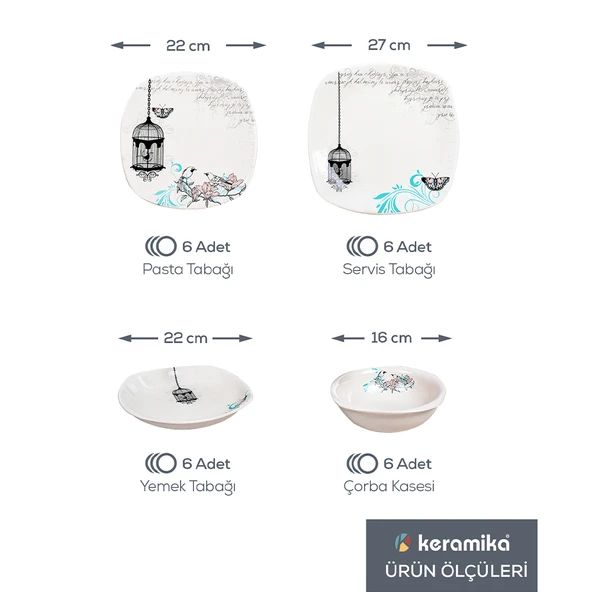 Keramika Keraart Retro Yemek Takımı 24 Parça 6 Kişilik - 3