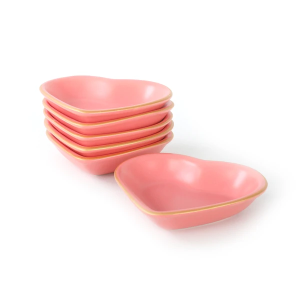 Keramika Mat Pembe Gold Kalp Çerezlik 14 Cm 6 Adet - 974 - 5