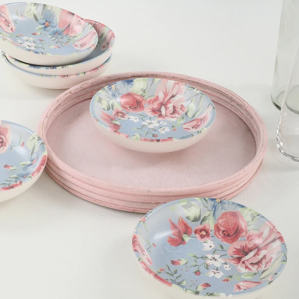 Keramika Keraart Rose Blue Halka Çerezlik/Sosluk 13 Cm 6 Adet - 18715
