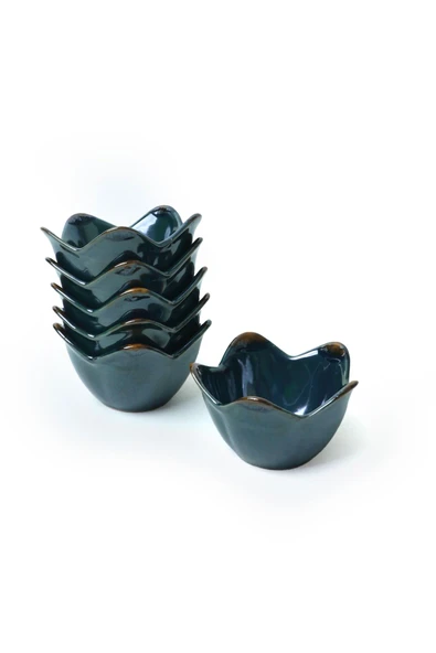 Keramika Zümrüt Zambak Çerezlik 12 Cm 6 Adet - 5