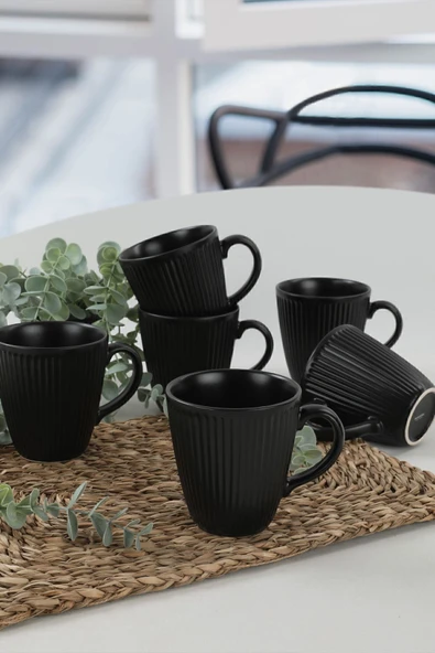 Keramika Mat Siyah Myra Kupa 10 Cm 6 Adet - Resim 2